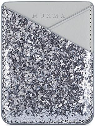Arlgseln Glitter Kart Tutucu, çok fonksiyonlu Cüzdan Kol Sopa Smartphone, Gümüş, Tüm modeli
