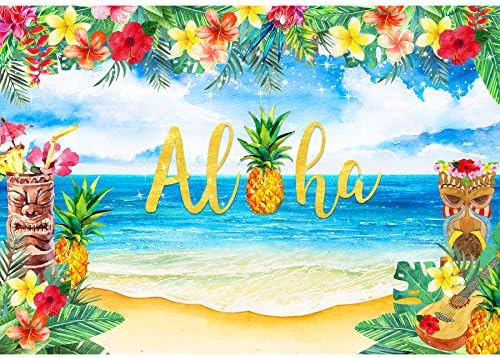 Allenjoy 7x5ft Aloha Zemin Yaz Luau Tropikal Çiçekler Hawaii Plaj Fotoğraf Arka Plan Tiki Süslemeleri Doğum Günü Bebek Duş
