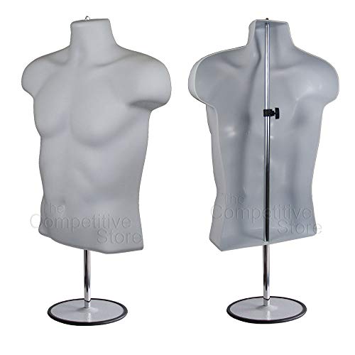 2-Pack Erkek Manken Gövde, Elbise Formu Hollow Geri Vücut Tshirt Ekran, w/EZ tarafından Sayaç için Standı-Mankenler için Zanaat