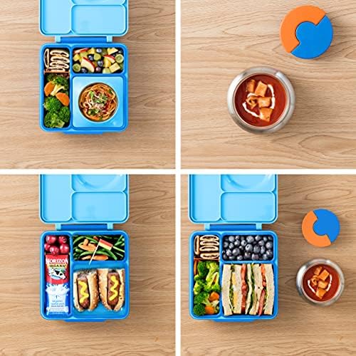 Çocuklar için OmieBox Bento Kutusu - Sızdırmaz Termos Gıda Kavanozlu Yalıtımlı Bento Öğle Yemeği Kutusu - 3 Bölme, İki Sıcaklık