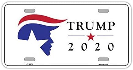 Çılgın Yenilik Adam Plakası, Metal Makyaj Etiketi Kapağı, Donald Trump 2020 (Kırmızı, Beyaz, Mavi), 12 x 6