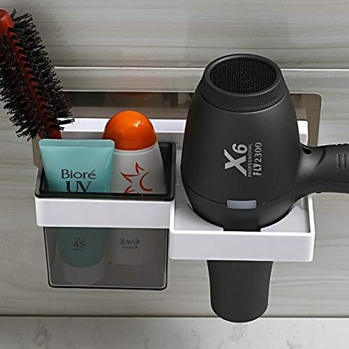 KLHHG duş rafı, beyaz Plastik Banyo hiçbir Sondaj Duvar Asılı Saç kurutma makinesi Organizatör Depolama Rafları ile Güçlü Vantuz