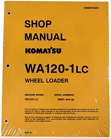 Komatsu Lastik Tekerlekli Yükleyici WA120 - 1LC Atölye Onarım Servis El Kitabı-Üretici Parça Numarası-MPN CEBMW16040