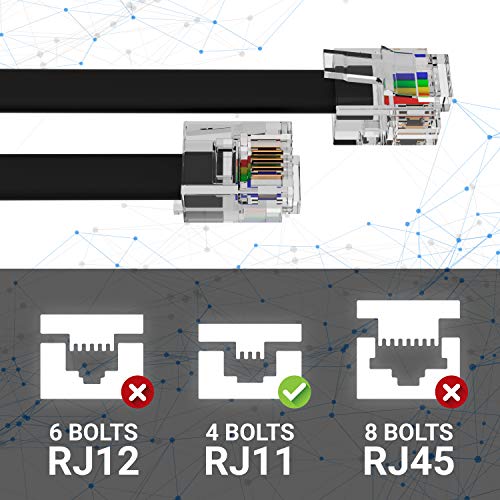 RJ11-RJ11 Cihazları için Sabit Hat ve Telefon Kablosu için RJ11 Kablolu Telefon Kablosu-Pürüzsüz, Net Bağlantılar ve Optimum