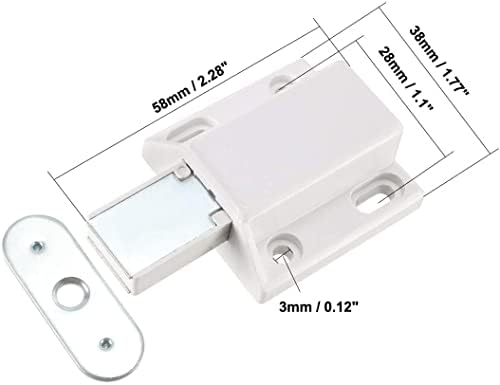 EuısdanAA 5-8mm Cam Kapı Manyetik Dokunmatik Mandalı Kapatma Plastik Beyaz Kelepçe ile 2 Takım (Puerta de vidrio de 5-8 mm
