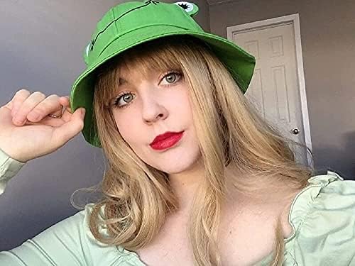 Sevimli Kurbağa Kova Kadın Seyahat Katlanabilir Güneş Şapka Yeşil