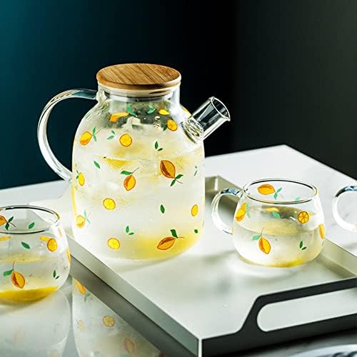 Cam Sürahi Su Sürahi Cam su ısıtıcısı çay seti ile 4 Fincan Teaware Ev Yaz Içme Gereçler Parti Tatil Suyu Içecek Demlik Bardak