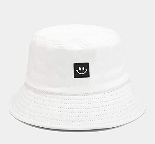 Unisex gülümseme-yüz pamuk kova-şapka-seyahat plaj güneş şapka açık katlanabilir yaz