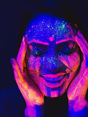 Cadılar Bayramı, Festivaller, Konserler, Övgüler için UV Neon Kızdırma Partisi Yüz ve Vücut Boyası (6 Renk Seti) Karanlıkta