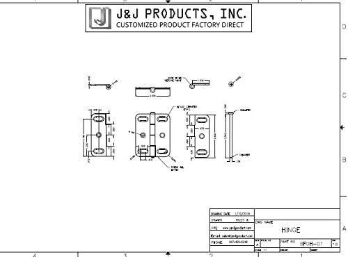 [ J & J Products, Inc ] DH-2.5x1-6W,Kapılar ve Dolaplar için Kapı Menteşesi, Çelik,2,5” x 1”,(6'lı Paket) (Beyaz)
