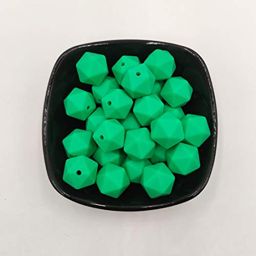 50 adet Kelly Yeşil Renk 17mm Silikon İcosahedron Boncuk Silikon İnci Boncuk Silikon Geometri Poligon Boncuk Anne Takı Kolye
