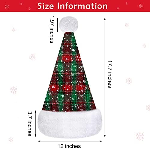 MCEAST 4 Paket Noel Şapka Ekose Santa Şapka ile Kar Tanesi Unisex Noel Şapka Noel Partisi Tatil Malzemeleri için