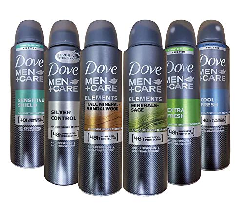 Dove Erkekler + Bakım Kuru Sprey Antiperspirant Deodorant 150 ML 6 Karışık Koku Paketi