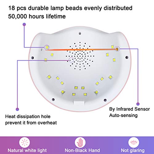 Jel Cila için LED Tırnak Lambası, Jel Tırnaklar için 36W UV ışığı, Kızılötesi Sensörlü LED Tırnak Kurutucu, 3 Zamanlayıcı Ayarı,