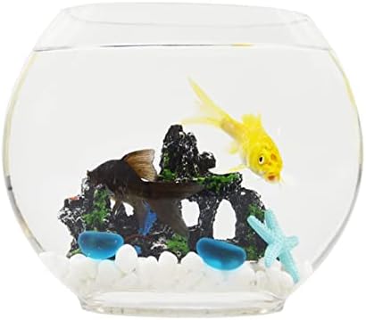 Betta Balık Tankı, küçük Balık Tankı kiti İçerir Beyaz Yeşim + Döşeli + Mavi Denizyıldızı ve İki Mavi Taşlar-Küçük Akvaryum