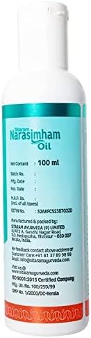 RUP Sitaram Narasimham Bitkisel Saç Yağı 100ml / Bhringraj ve Amla ile Ayurveda Saç Yağı / Saçların Hasar Görmesini ve Yaşlanmasını