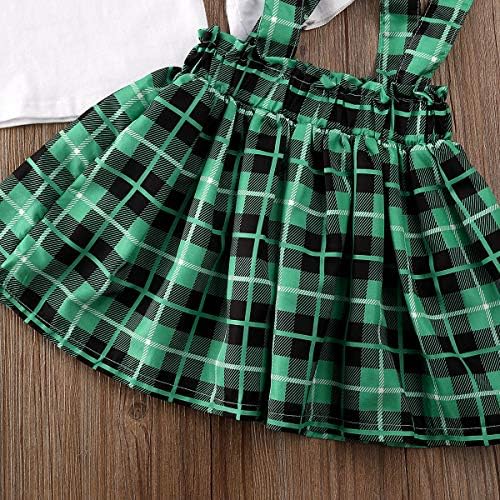 Toddler Kız St Patricks Günü Kıyafetler Fırfır Uzun Kollu T-Shirt Tops Askı Etek 2 Adet St Patricks Günü Giysileri