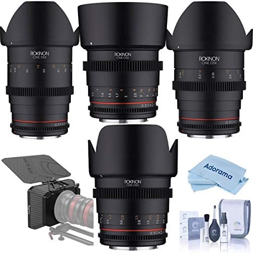 Rokinon Cine Lens Paketi, 24mm, 35mm, 50mm, 85mm T1.5 Cine DSX canon lensi RF Montajlı, SmallRig 67-114mm Lens için Hafif Mat
