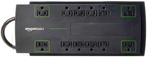 Basics 2 USB Bağlantı Noktalı 6 Çıkışlı Aşırı Gerilim Koruyucu Güç Şeridi-500 Joule, Siyah, 2'li Paket ve 12 Çıkışlı Güç Şeridi