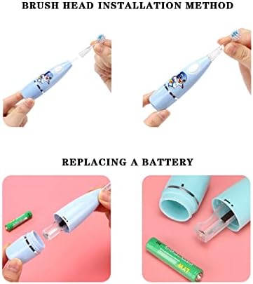 Fpoqbod Çocuk Elektrikli Diş Fırçası, 2 Farklı Fırça Başlığı, 3 Mod 3-6 Yaş Çocuklar için Tüm Ağızlı Bebek Diş Fırçası U Şekilli