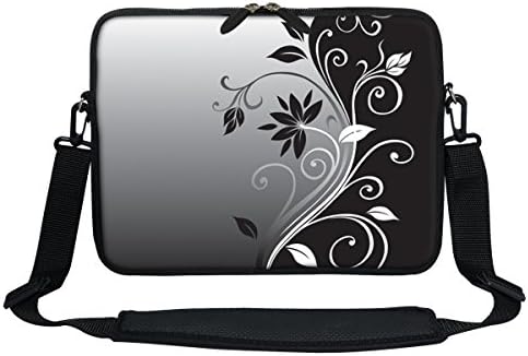 Meffort Inc 11.6 İnç Neopren Laptop Kol Çantası Taşıma Çantası ile Gizli Kolu ve Ayarlanabilir Omuz Askısı (Siyah Gary Girdap)