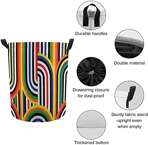 Renkli Disko Süs Yuvarlak Çamaşır Torbaları Su Geçirmez Sepet Depolama Sepeti Kolları Ve İpli Kapatma Kapaklı