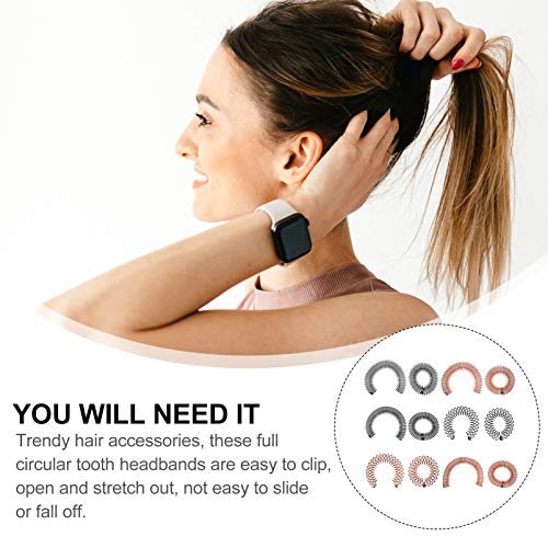 FOMİYES 24 Pcs Tam Dairesel Streç Tarak Esnek Plastik Daire Tarak Streç Saç Tarak Kafa Hairband Tutucu için Kadın Kız Spor