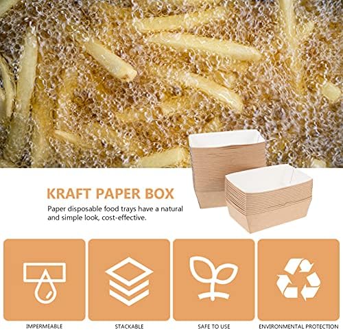 Cabilock 50 adet Tek Kullanımlık Kağıt Gıda Servis tepsisi Kraft Kağıt Fast food tepsisi Patates Kızartması Bardak Kağıt Kapları