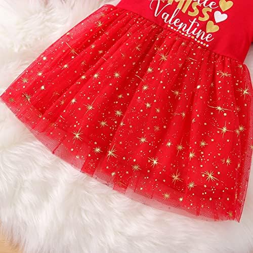 Toddler Bebek Kız sevgililer Günü Kıyafetler Aşk Kalp Baskı Prenses Uzun Kollu Ruffles Etek Tutu Elbise