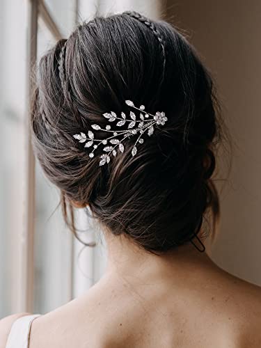 AW GELİN CZ Düğün Saç Tarak Rhinestone Saç Klipler Düğün Saç Parçası Gümüş Gelin Saç Aksesuarları Kadınlar için