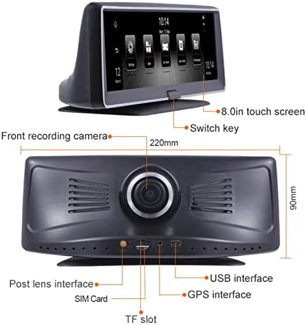 Eylem Kamera Sabitleyici 8 IPS 3G Araba Dikiz Kamera DVR Kamera ile ADAS DVR GPS Navigator Araba Kaydedici FHD 1080 P Çizgi