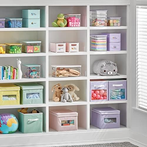 mDesign Soft Fabric Closet Storage Organizer Cube Bin Box with Easy-View Front Window, Handle-Çocuk / Çocuk Odası, Çocuk Odası,
