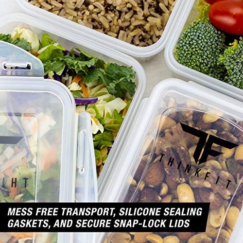 ThinkFit Yemek Hazırlama Kapları, BPA İçermez-Hava Geçirmez Gıda Saklama Kapları Yemek Hazırlama ve Porsiyon Kontrolü için