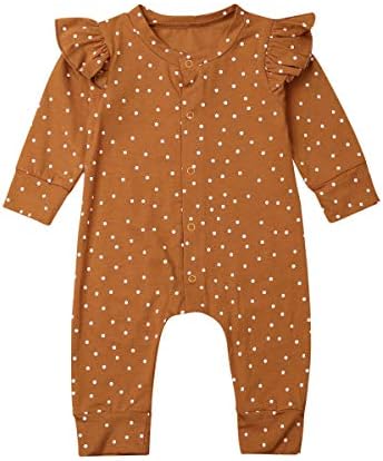 cıtgeett Yenidoğan Bebek Bebek Kız Polka Dot Fırfır Kollu Romper Tek Parça Düğme Tulum Güz Giyim Kıyafet