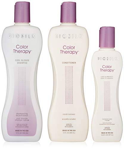 BioSilk Color Therapy Cool Blonde Şampuan Paketi-12oz Saç Kremi ve 5.64 oz Kilit ve Koruma Bırakma Kremi içerir (3'lü Paket)