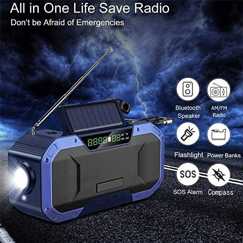 Z-Renk taşınabilir bluetooth'lu hoparlör w/Rüzgar Up Radyolar AM FM-5000 mAh Su Geçirmez Acil El Krank Hava Radyo, kablosuz