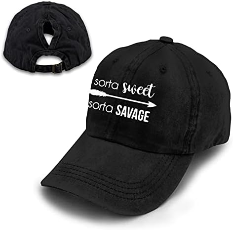 KKMKSHHG Unisex Sorta Tatlı Sorta Savage Denim Şapka Ayarlanabilir Yıkanmış Boyalı Pamuk Baba Beyzbol Kapaklar